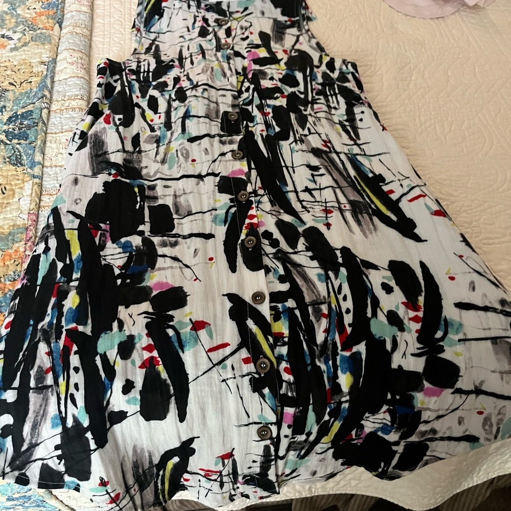 Black and White Knee-Length A-Line Skirt